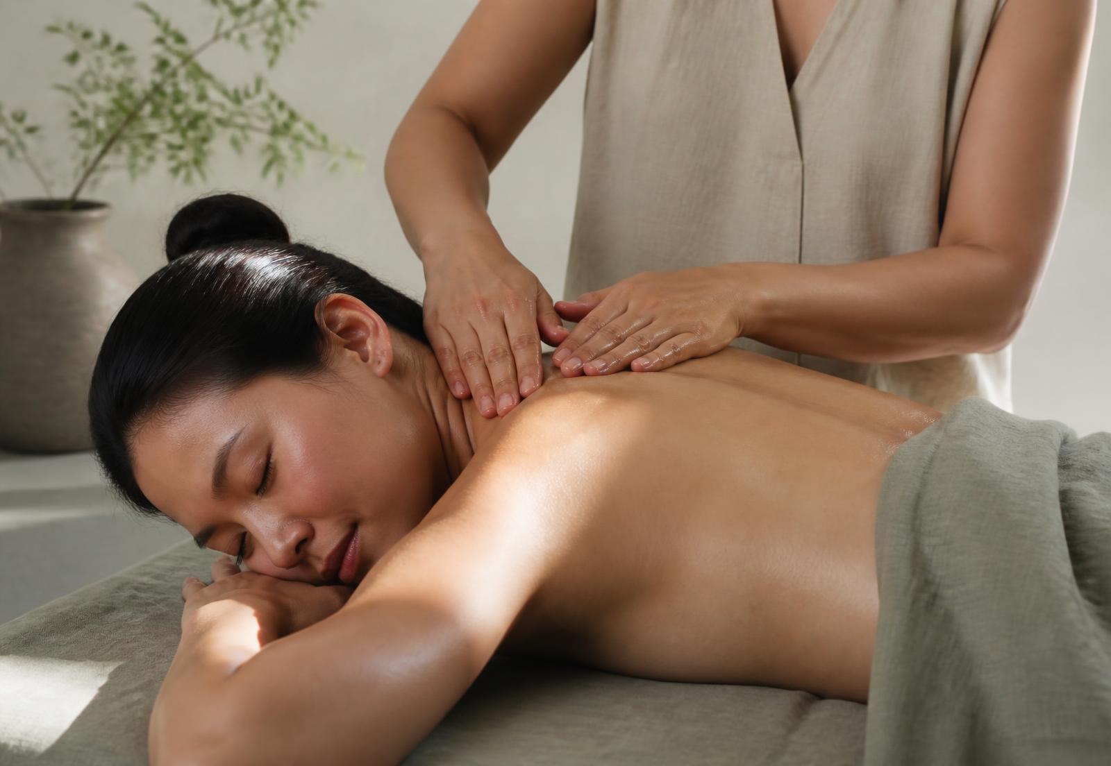 Therapist performing slow, hands-on body work